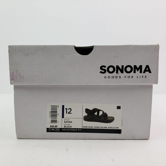 Sonoma Goods For Life Rayan Mens Size 12 Black Strappy Casual Outdoors Sandals